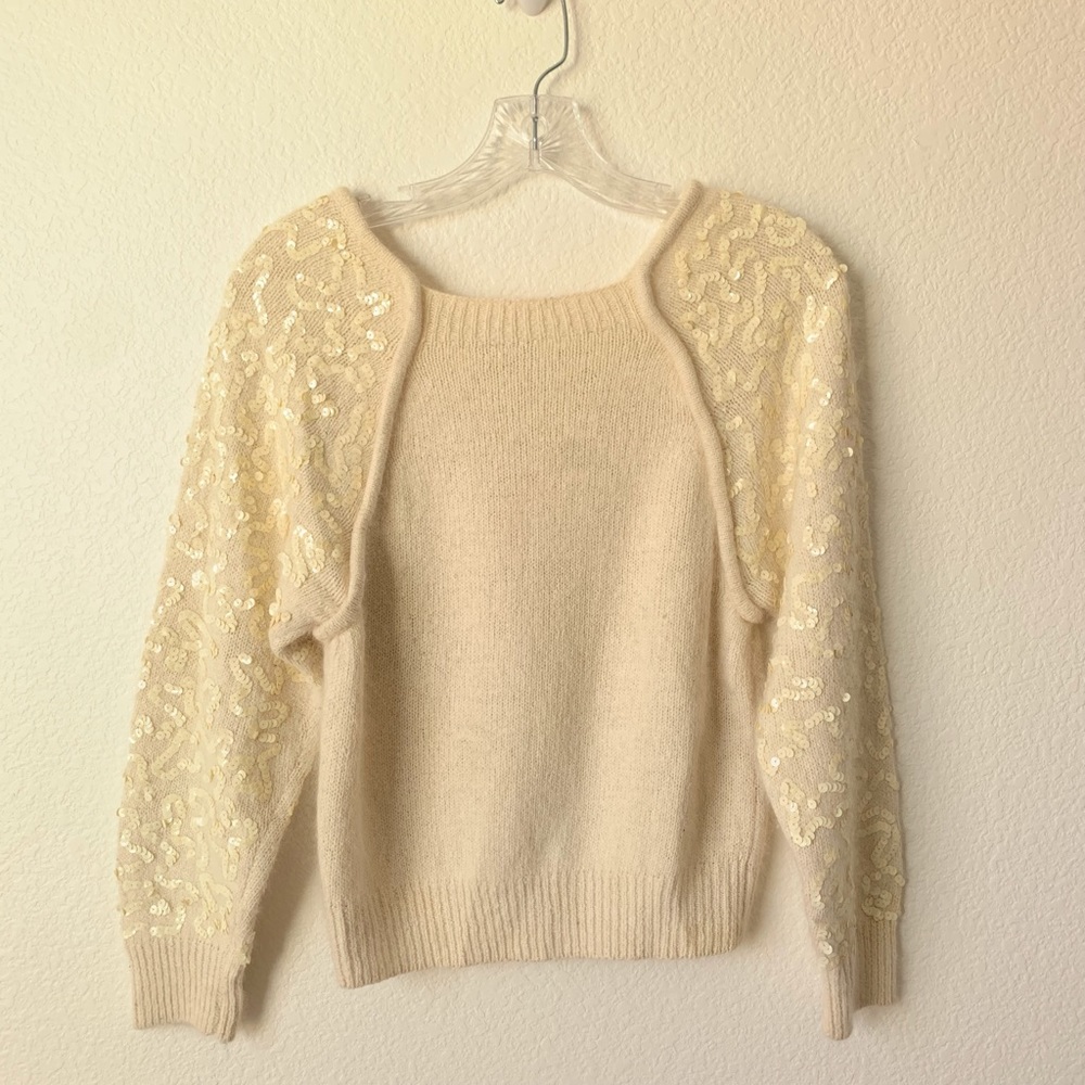 Vintage Corso Ceccherini Sequin Cream Sweater Size Large